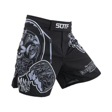 Load image into Gallery viewer, SOTF MMA Black Geometry Fighting Soft Shell Printing Letter Tiger Muay Thai Kickboxing Boxing Clothing Muaythai Shorts Sanda mma