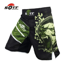 Load image into Gallery viewer, SOTF Green Bear breathable cotton boxer shorts mma sports training thai boxing mma fight short  boxing clothing muay thai boxing