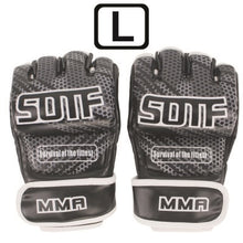 Load image into Gallery viewer, SOTF Black Geometric Fitness Training Boxing MMA Gloves Tiger Muay Thai sanda men boxing pads boxe thai fight mma glove box mma